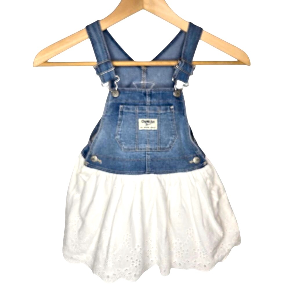 NWT OshKosh B'gosh Overall Dress Baby Embroidered Eyelet Bottom Western 24M‎